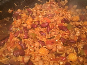 Jambalaya without the bacon, and whitebait fritters without the whitebait